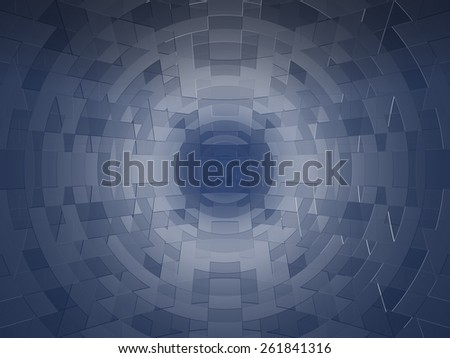 Circular pattern blue gray background. Rhomboid around the center.