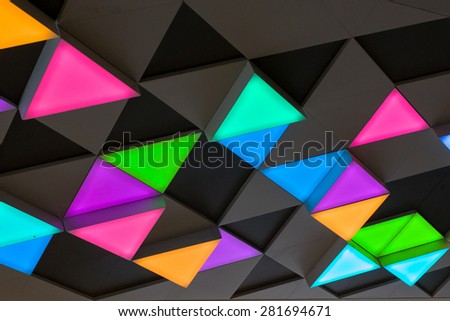 pattern of light bulb triangle shape. art abstract  in full color. interior decoration