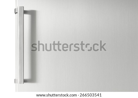 Silver fridge door with handle, with free space for text