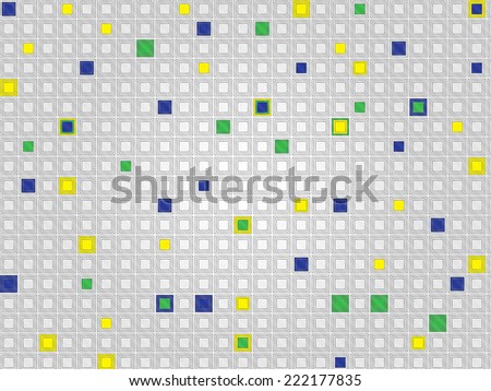 Background - grey/blue/green/yellow with square pattern for presentation, site, web and others works.