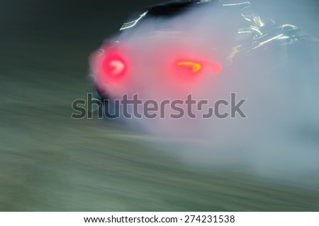 motion blur photo speed light of car stop lamp.