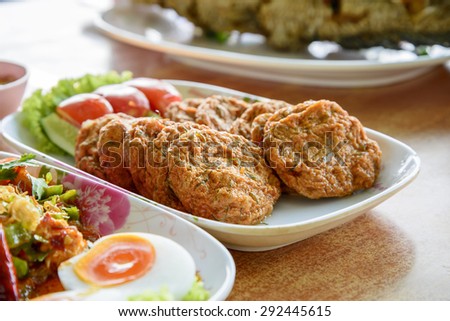 spicy curry fried fish patty made from fish mix with curry paste