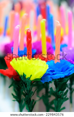 candle decorate with paper flower,craft