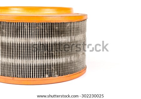 used air filter isolated on white background,dirty air filter