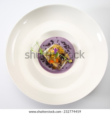 food gourmet cod hake flower purple potato