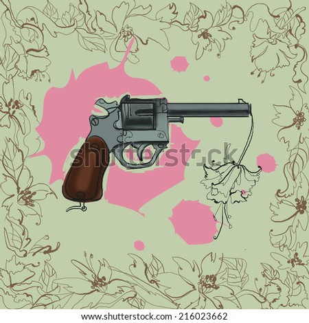 Illustration with the gun shooting flowers