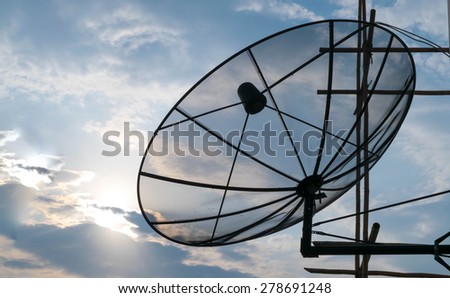 Satellite dish sky sunset communication technology network