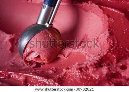 Delicious ice-cream being scooped out.