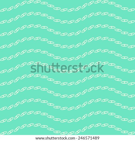 Decor chain line seamless pattern, wave vector mint green background, stylish print, summer design
