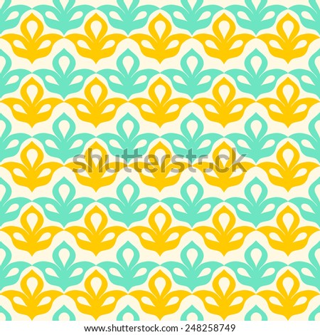 Decor bright summer seamless pattern, stylish fabric design, background with geometric mint green yellow elements (also saved in swatches panel)