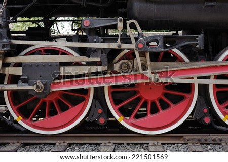 Iron Wheels of Stream engine locomotive train in Shanghai