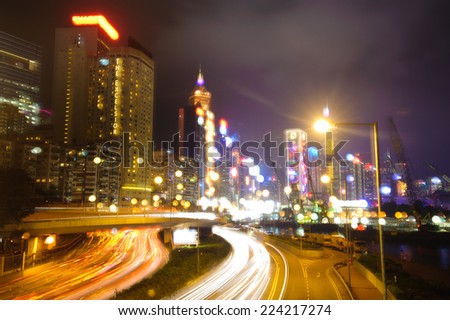 Hong Kong - Feb 8, 2014: Night View of Causeway Bay District in Hong Kong. Causeway Bay District in Hong Kong is famous place for tourism which has many famous shop and local foods.