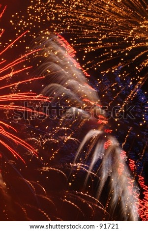 A telephoto lens gives a different perspective on fireworks.