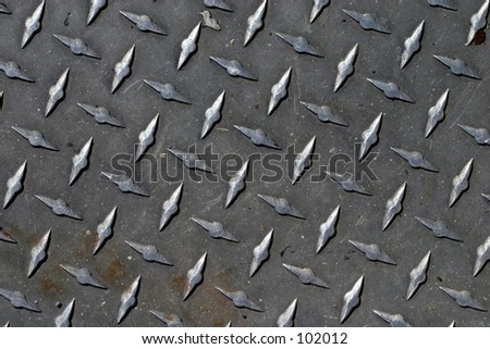 A pattern formed by diamond deck sheet metal.