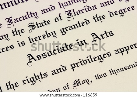 A close up of an Associate\'s degree college diploma.