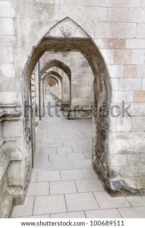 Arches in Winchester cathedral UK