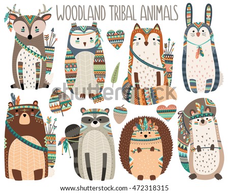 Woodland Tribal Animals Volume 3 Cute Vector Illustration