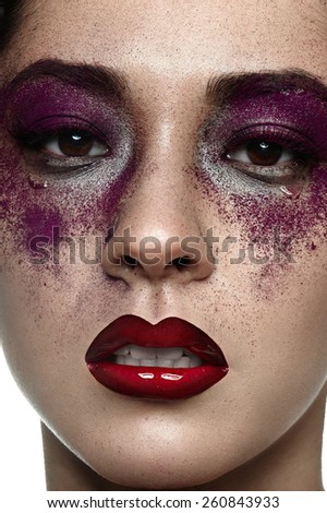 Beauty asian female Model with Tears on her Face