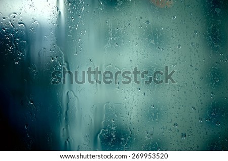 Natural Drops on Window after Rain