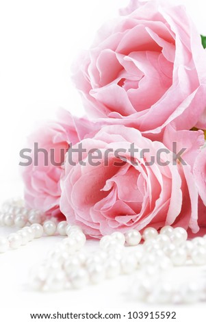 Beautiful pink roses and white pearls