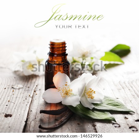 Essential oil with jasmine flower and vanilla