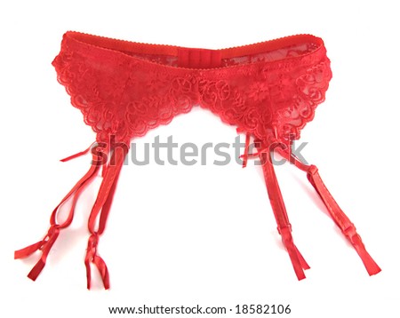 stock photo red garter belt isolated on the white background