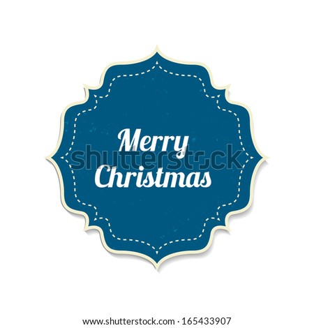Merry Christmas label. Christmas Vintage Badge, Isolated On White Background, Vector Illustration.