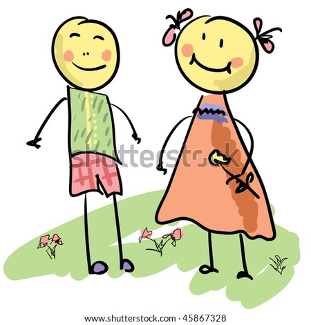 A Cute Cartoon Couple Stock Vector Illustration 45867328 : Shutterstock