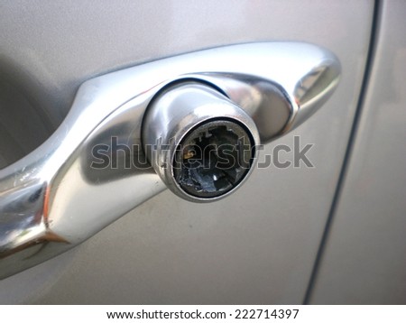 Damaged lock on a car door