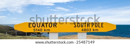 Sign post to the Equator and South Pole
