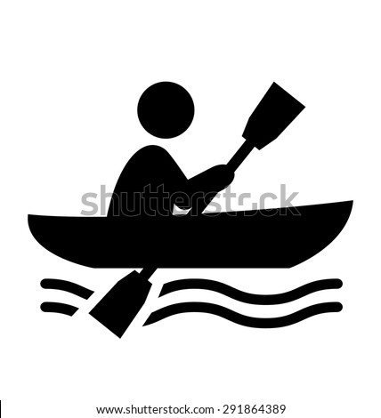 Summer Water Sport Pictogram Row on Boat Flat People Icon Isolated on White Background