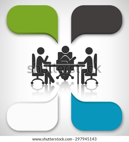 Infographic Element Business Meeting on Grayscale Background