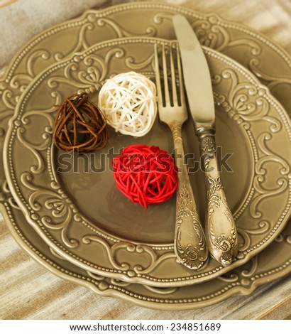 Table setting with St. Valentine decorations