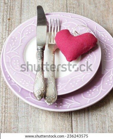 Table set for celebration St. Valentine\'s Day