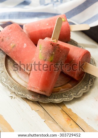 Watermelon fruit ice pops