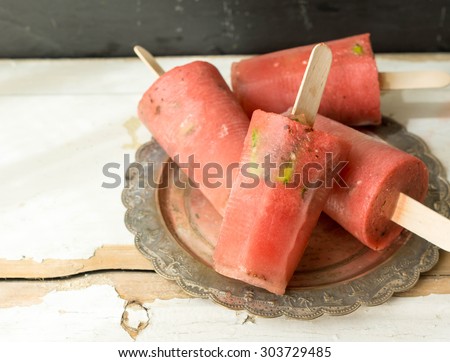Watermelon fruit ice pops