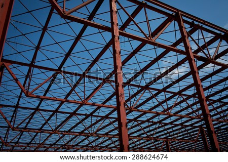 Color picture of a red metal construction