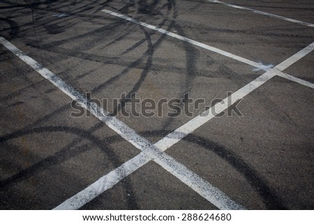 Color picture of skid marks on asphalt