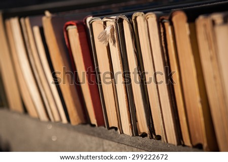 Color picture of old books in a row