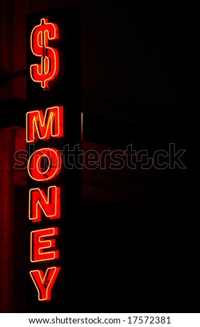 red neon money sign
