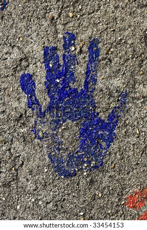 blue grunge hand print