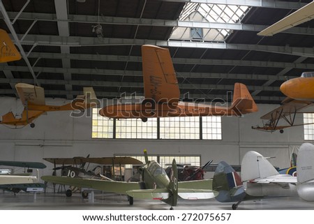 KRAKOW, POLAND - NOV 04, 2014: Aviation Museum in Krakow. Exhibition plane in the museum SP-1477