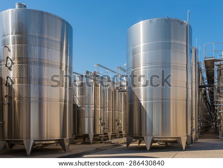 Industrial galvanized tanks for production wine