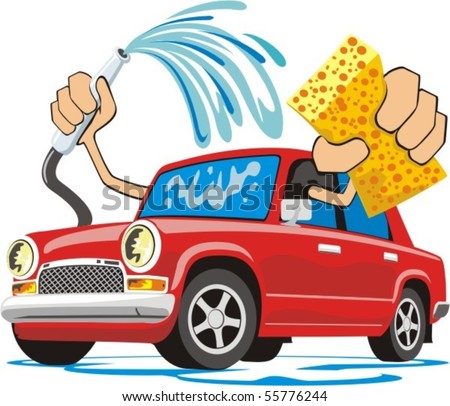 cartoon car wash. 2011 Cartoon car washing with cartoon car wash sponge. stock vector : car