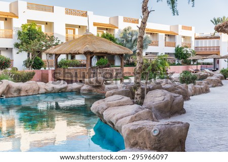 SHARM EL SHEIKH, EGYPT - FEBRUARY 13, 2015: Domina Coral Bay 5 star complex consists of nine hotels, beach length of 2 km, a casino, shops.