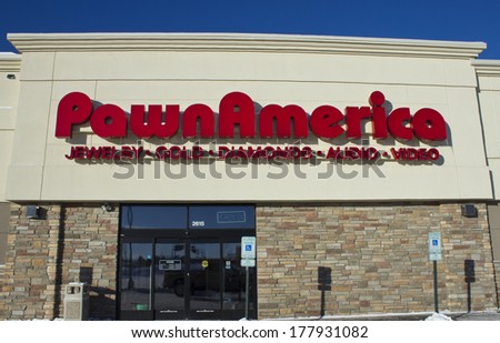 EAU CLAIRE,WISCONSIN-FEBRUARY 02,2014: Pawn America storefront in Eau Claire,Wisconsin on February 02, 2014.