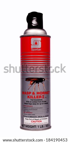 RIVER FALLS,WISCONSIN-MARCH 28, 2014: A can of Spartan hornet and wasp killer. This product is sold by Spartan Chemical Company of Maumee,Ohio.