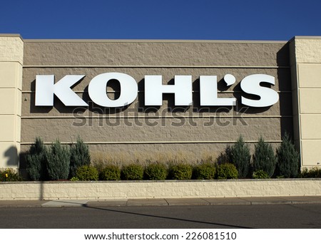 RIVER FALLS,WISCONSIN-OCTOBER 26,2014: Kohl\'s retail storefront. Kohl\'s is the second largest department store by sales in the United States.