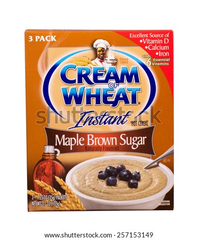 RIVER FALLS,WISCONSIN-MARCH 02,2015: A box of Maple and Brown Sugar flavored instant Cream of Wheat.