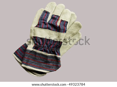 leather and cloth work gloves isolated with clipping path at this size
